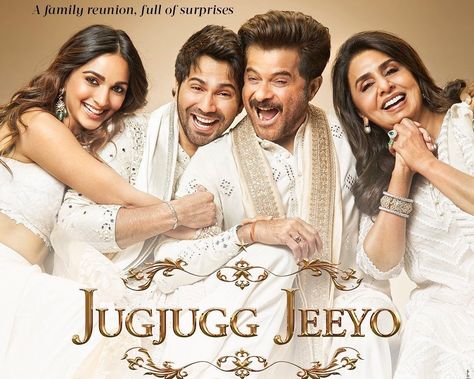 Karan Johar on Friday unveiled the first posters of the film, Jug Jugg Jeeyo, and shared a bunch of stills from the film. The poster features the lead cast including Anil Kapoor, Neetu Kapoor, Kiara Advani and Varun Dhawan. They are seen in white Indian outfits. Helmed by Raj Mehta, Jug Jugg Jeeyo is a comedy-drama, also featuring Prajakta Koli and Maniesh Paul. Backed by Karan Johar’s Dharma Productions, the film will hit the theatres on June 24.Taking to his Instagram handle, Karan shared a te Jug Jug Jeeyo Movie, White Indian Outfit, Sunny Kaushal, Neetu Kapoor, Prajakta Koli, Generational Differences, Dharma Productions, Generation Gap, Anil Kapoor