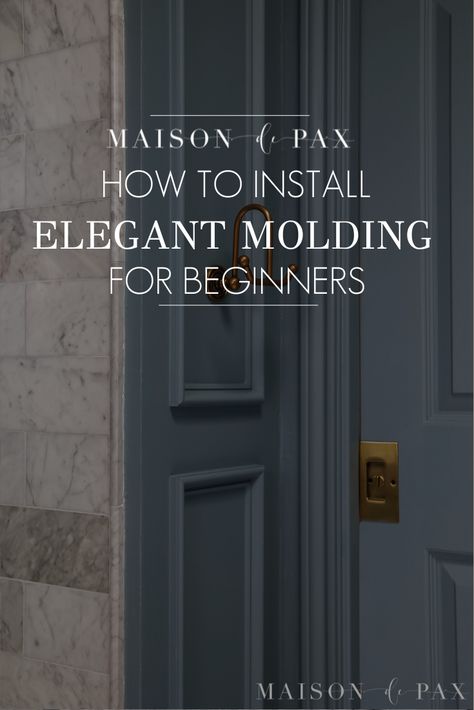 Looking to add DIY picture frame molding to your walls? Check out this simple step-by-step tutorial for a beautiful, elegant result! Picture Framing Wall Molding, Picture Molding Hallway, Types Of Molding And Trim, Diy Picture Molding Wall, Picture Frame Molding Gallery Wall, Picture Frame Molding With Wallpaper, Picture Frame Molding Bathroom, Picture Molding On Walls, Picture Frame Molding On Walls