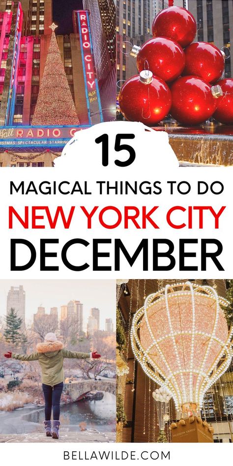 Christmas Places To Visit New York City, New York Style December, Things To Do New York Christmas, Nyc During Winter, What To Do In Nyc In December, New York City New Years Eve, New York City In The Winter, Christmas In New York City Outfit, Top Of The Rock Nyc Winter