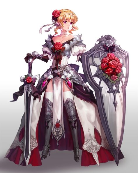 rose knight, art covent on ArtStation at https://www.artstation.com/artwork/A9oJGW Rose Armor Concept Art, Armor Reference Female, Flower Armor Design, Flower Knight Art, Knight Outfit Design, Rose Character Design, Feminine Armor, Female Knight Art, Rose Armor