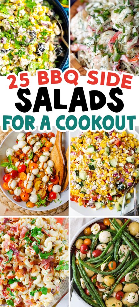 These are the best summer side dishes! BBQ Sides, healthy summer salads, summer salad recipes, cookout recipes, bbq side dishes, summer bbq side dishes, summer salads bbq sides, best bbq sides, backyard bbq side salads, summer party side dishes, summer side dishes for a crowd, bbq side dishes for dinner, cold make ahead summer salads, summer cookout side dishes for a crowd, easy bbq potluck side dishes, cold side dishes for bbq, easy bbq side dishes for a crowd cold, cold picnic side dishes. Easy Healthy Bbq Sides, Essen, Make Ahead Barbeque Food, Easy Salad Recipes For Bbq, Sides To Take To A Party, Side Dish For Potluck Parties, Elevated Cookout Food, Best Bbq Sides For A Crowd, Side Dishes Bbq Parties