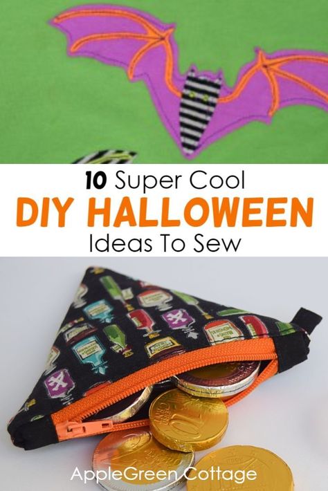 Halloween Fabric Scrap Projects, Things To Sew For Halloween, Halloween Decorations Sewing, Halloween Crafts Sewing, Sewing Projects For Halloween, Easy Fall Sewing Projects, Halloween Sewing Patterns Free, Easy Halloween Sewing Projects, Halloween Sewing Projects Free Pattern