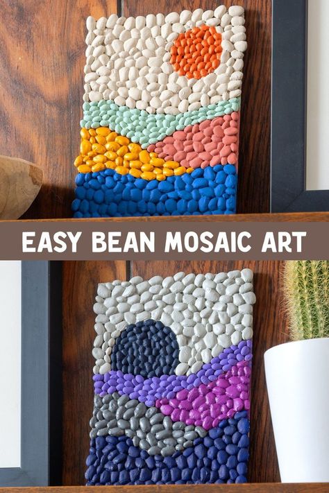 Seed Art Mosaic, Mosaic Patterns Easy, Visual Art Ideas Projects, Beans Art Projects, Arts And Crafts For Seniors Activities, Homeschool Art Class Ideas, Craft For School Age Kids, Diy School Projects, Canada Day Crafts For Seniors