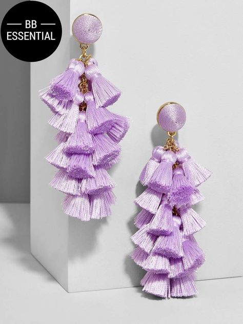 BaubleBar Contessa Tassel Earrings Teagan Marie, Weaving Necklace, Diy Tassel Earrings, Silk Thread Earrings, Diy Fabric Jewellery, Pom Earrings, Diy Ropa, Accessoires Iphone, Tassel Earring