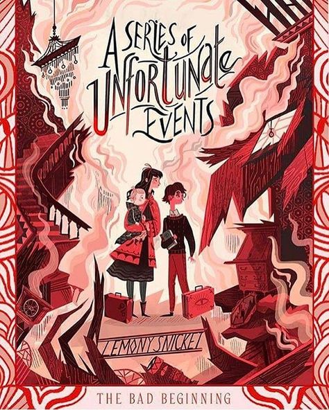 The Bad Beginning by Lemony Snicket's (A Series of Unfortunate Events ) Unfortunate Events Books, Cover Design Inspiration, Book Cover Artwork, Lemony Snicket, Unfortunate Events, Book Cover Illustration, Beautiful Book Covers, Book Drawing, A Series Of Unfortunate Events