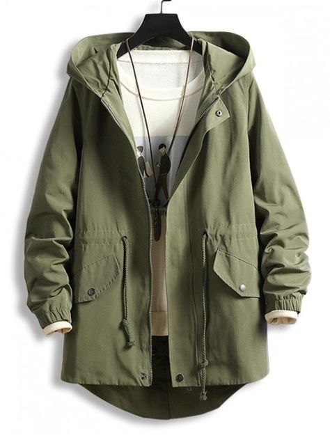 Green Zip Up, Type Of Green Color, Green Clothes Men, Style Clothes Men, Coat Reference, Jacket Types, Simple Jacket, Cool Accessories, Cool Coats