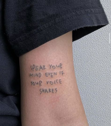 Writing On Skin Aesthetic, Aesthetic Word Tattoos For Women, Poetry Quote Tattoo, Tattoo Ideas For Surviving, Feminine Masculine Tattoo, You Ain’t Built For These Streets, Nonchalant Tattoos, Call Your Mom Noah Kahan Tattoo, Tattoos For Sensitive People