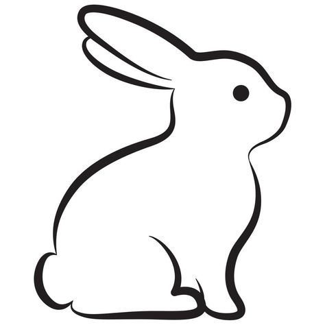 Drawings Of Rabbits Easy, Rabbit Draw Easy, Animal Drawing Outline, Outline Of Animals, Easy Bunny Drawing Simple, Bunny Simple Drawing, Rabbit Simple Drawing, Bunny Tattoo Outline, Bunny Sketch Simple