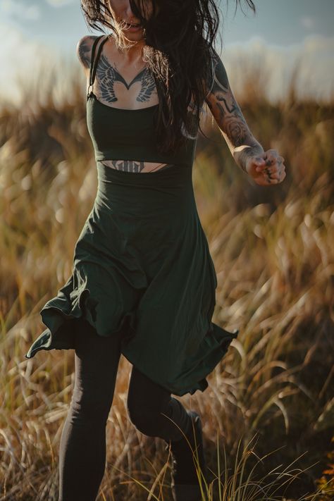 Forest Fae, Pixie Clothing, Elven Clothing, Green Tunic Dress, Bohemian Goth, Elven Dress, Pixie Outfit, Organic Dress, Boho Goth