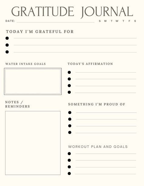 Journal Prompt Printables, Manifestation Journal Printable, Diary Printable Pages, Pdf Journal Template, How To Do Gratitude Journal, Daily To Do Journal, Journal Of Gratitude, Making A Gratitude Journal, Daily Affirmations Template