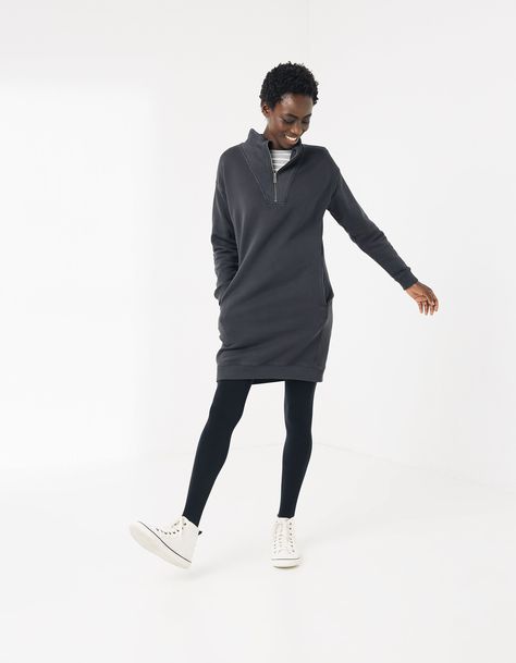 Sweatshirt Dress Outfit, Lululemon Sweatshirt, Sweater Dress Outfit, Black Sweats, Sweat Dress, Favorite Boots, Quarter Zip Sweatshirt, Classy And Fabulous, Zip Sweater