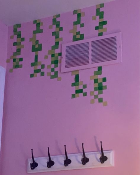 Diy Cute Wall Decor, Things To Put On Your Wall Diy, Things To Paint On Bedroom Wall, Things To Paint On Ur Wall, Easy Wall Painting Ideas Bedrooms, Minecraft Vines Room Decor, Minecraft Vines Pixel, Minecraft Room Decorations, Minecraft Diy Room Decor