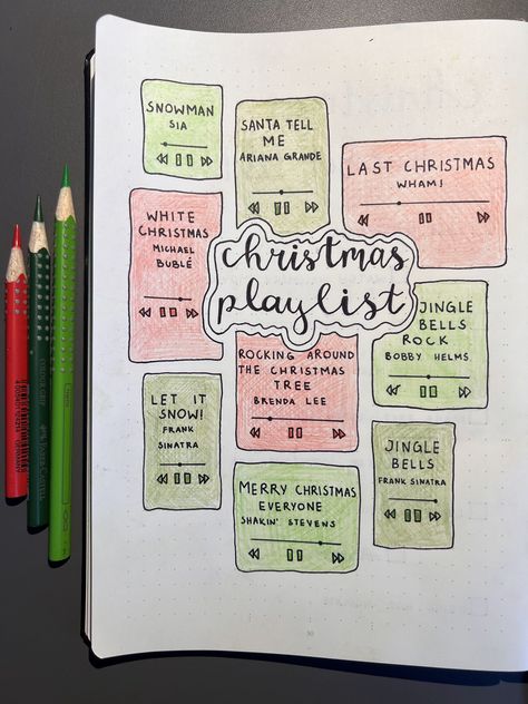 Christmas Anchor Charts, Bullet Journal Lines, Michael Buble Christmas, Bullet Journal Christmas, December Bullet Journal, Christmas Playlist, Bulletin Journal Ideas, Christmas Doodles, Christmas Journal