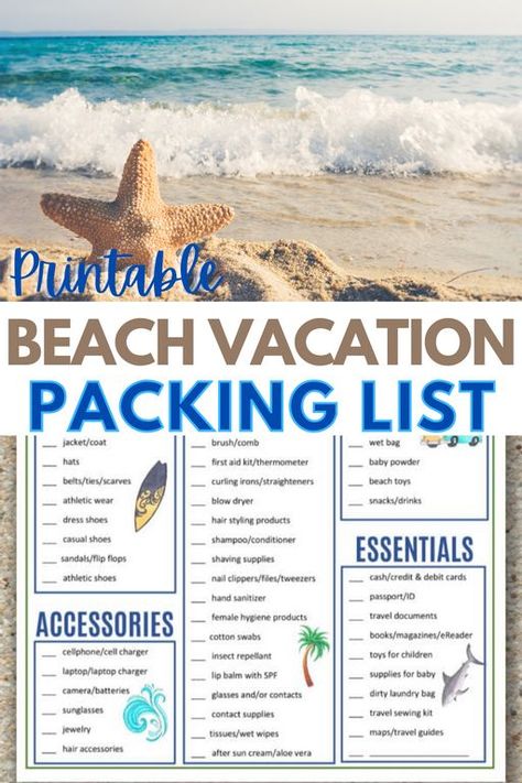 Obx Beach House Packing List, Checklist For Beach Vacation, Vacation List Packing Beach, Condo Packing List Beach, Obx Vacation Packing Lists, Beach Trip Packing List Family, Things To Pack For The Beach Vacations, Packing List For The Beach Vacation, Beach Trip Essentials Packing Lists