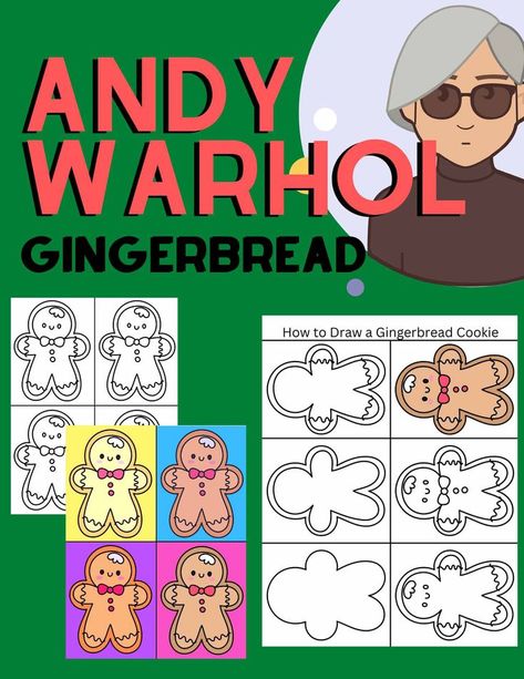 Use the directions to teach your students how to draw the gingerbread person, or simply print the template and have your students color it in the style of Andy Warhol. Gingerbread Person, Different Christmas Trees, Andy Warhol Inspired, Christmas Art Projects, 6th Grade Art, Classroom Art Projects, Classroom Art, Value In Art, Gingerbread Cookie