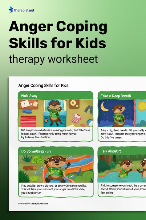 Anger Coping Skills for Kids Therapy Worksheets, Anger Coping Skills, Coping Skills For Kids, Anger Management Activities, Skills For Kids, Kids Worksheet, Positive Psychology, Anger Management, The Goal