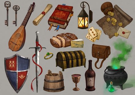 ArtStation - Props Concept Art Props, Medieval Props, Pirate Props, العصور الوسطى, Concept Art Gallery, Props Concept, D D Items, Props Art, Fantasy Stuff