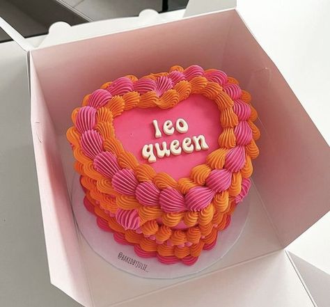 Pink Hennessy Cake, Leo Birthday Cake Ideas, Heart Cake Leo, 24 Cake Ideas, Leo Cake Ideas, Leo Bday Cake, Leo Birthday Aesthetic, 24 Birthday Cake Ideas, Leo Birthday Cake Aesthetic