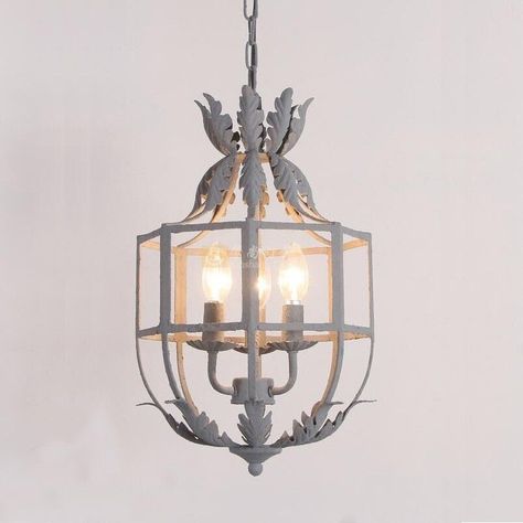 French Country Style Metal Chandelifer E14 Light Aged Gray Ceilling Lamp New | eBay English Cottage Lighting, Entryway Lights, Lighting 2023, French Country Lighting, Pendant Track Lighting, Modern Hanging Lights, Iron Pendant Light, Ball Pendant Lighting, Living Room Pendant