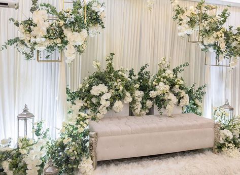 Wedding Dais on Instagram: “Intimate solemnisation of Ajreeya  #nikah#solemnisation#pelamin#pelaminnikah#floraldesign” Akad Nikah Decoration, Dekor Akad Nikah, Nikah Decoration, Dekor Akad, Wedding Dais, Nikah Decor, Diy Wedding Backdrop, Modern Wedding Decor, Akad Nikah