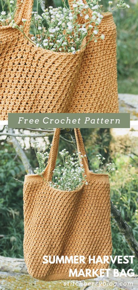 Easy Crochet Market Bag, Crochet Tote Pattern, Crochet Market, Sac Diy, Crochet Patron, Crochet Bag Pattern Free, Clothes Crochet, Bag Pattern Free, Crochet Market Bag