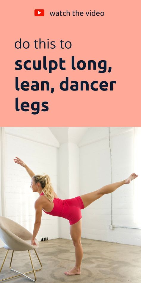 Try this easy barre workout to get dancer legs! All you need to do is these ballet exercises: 1) Knee Drive to Donkey (4x10) 2) Donkey Pulses (4x20), 3) Standing Hydrant (4x15 e. Side), 4) Tap to Side Kick (4x12). This leg workout will sculpt and tone your legs as well as give you more flexibility. Perfect to add to your at-home lower-body workout routine. So don’t wait – let’s work out together! Action Jacquelyn. Do This to Sculpt Long, Lean, Dancer Legs Ballet Legs Exercises, Dancers Legs Workout, Dancer Leg Workouts, Legs Challenge, Action Jacquelyn, Lower Body Workout Routine, Lean Leg Workout, 20 Min Workout, Leg Challenge