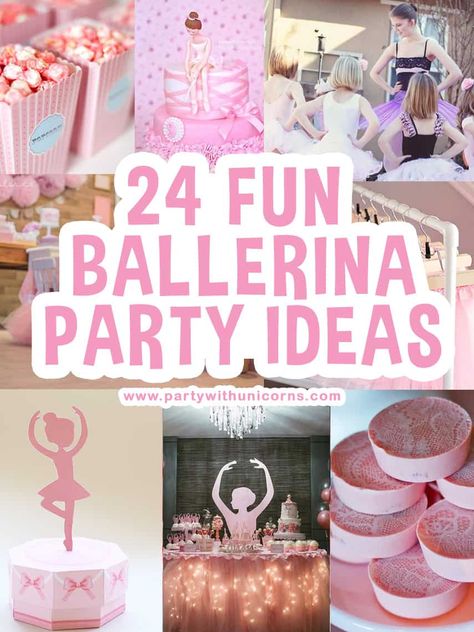 24 Fun Ballerina Party Ideas - Party with Unicorns Dance Party Favor Ideas, Tu Two Cute Birthday Party, Diy Ballerina Cake, Ballerina Cake Ideas, Ballerina Party Games, Ballerina Party Food, Ballerina Party Ideas, Ballet Party Invitations, Ballerina Baby Shower Theme