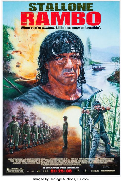 RAMBO (2008) Rambo 4, Sylvester Stallone Rambo, Rambo 3, Sly Stallone, Montage Art, Action Movie Poster, John Rambo, Demolition Man, Comic Art Girls