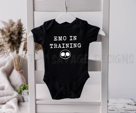 Emo baby onesies®, Emo in training onesie®, Baby shower gifts, Gender neutral onsie®, black infant bodysuits, Minimalist clothes, Goth baby Emo Baby Clothes, Emo Baby Shower Ideas, Goth Baby Shower Ideas, Goth Baby Nursery, Goth Baby Clothes, Baby 2024, Gothic Baby, Nerdy Baby, Minimalist Clothes