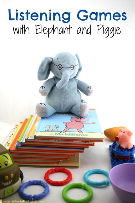 Try these fun listening games with Elephant and Piggie that help kids work on… Elephant And Piggie Should I Share My Ice Cream Activities, Mo Willems Activity, Kindergarten Provocations, Storybook Stem, Mo Willems Author Study, Piggie And Elephant, Elephant And Piggie, Listening Games, Be A Good Friend