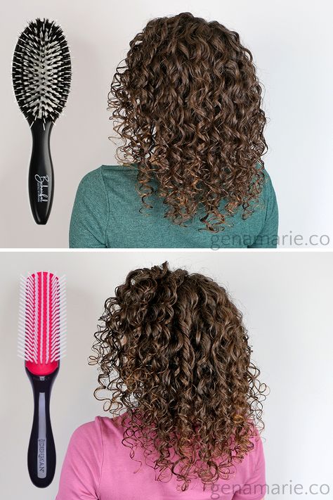 Denman Brush vs. Behairful Brush Compared - Gena Marie Damaged Curly Hair, Denman Brush, Curly Hair Brush, Style My Hair, Natural Hair Brush, Foundation Brushes, Detangler Brush, Curly Hair Videos, Low Porosity Hair Products