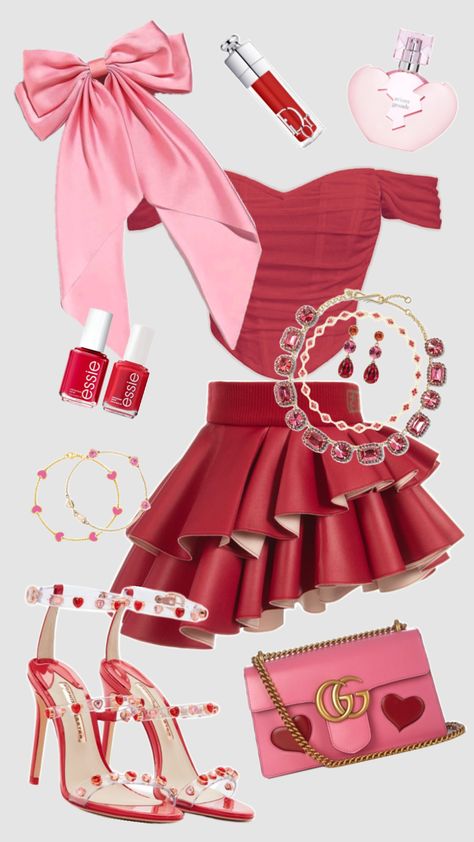 Valentines Cute, Modesty Outfits, Preformance Outfits, Earthy Outfits, Tv Show Outfits, Heart Clothes, Pink Valentines, Inspo Outfit, Evening Outfits