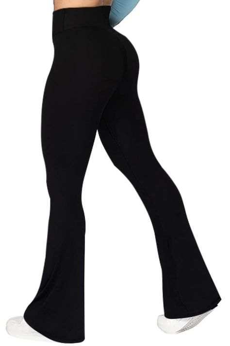 PRICES MAY VARY. ✔Made From Premium Composite - The flare yoga pants feature an excellent combination of 92% Polyester 8% spandex to achieve optimal elasticity, soft texture, lightweight and non-see through. ✔Fashion Design - Flare Leg allow you to move without restriction, pants hem can be cut arbitrarily, effectively helps hide the defects of the calf, and creates the contour and slender appearance of the popular line. With a high-waist belt design to trim the waist line and visually elongate Lulu Flared Leggings, Lululemon Flair Leggings, Style Black Flare Leggings, Black Bootcut Leggings, Cute Legging Outfits, Flair Leggings Outfit, Flair Leggings, Cloud Leggings, Thrifting Outfits