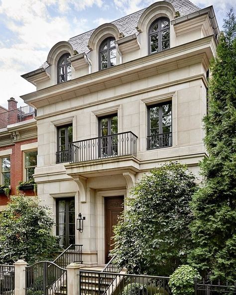 Striking French style custom home by @bgdchomes photography by @soluriphoto Mansion Homes, Townhouse Exterior, Apartment Exterior, Exterior Architecture, Classic House Exterior, Classic House Design, French Style Homes, French Home, French Architecture