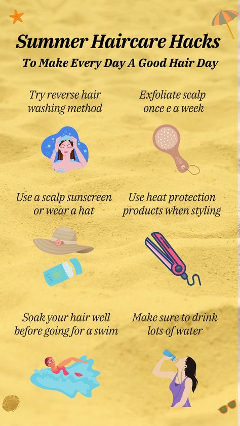 How To Keep Your Hair Hydrated, Hair Protection From Sun, Haircare Tips For Summer, How To Protect Hair From Sun Damage, Swimmers Hair Care, Summer Hair Tips, Summer Hacks Heat, Summer Hair Care Tips, Sunbathing Tips