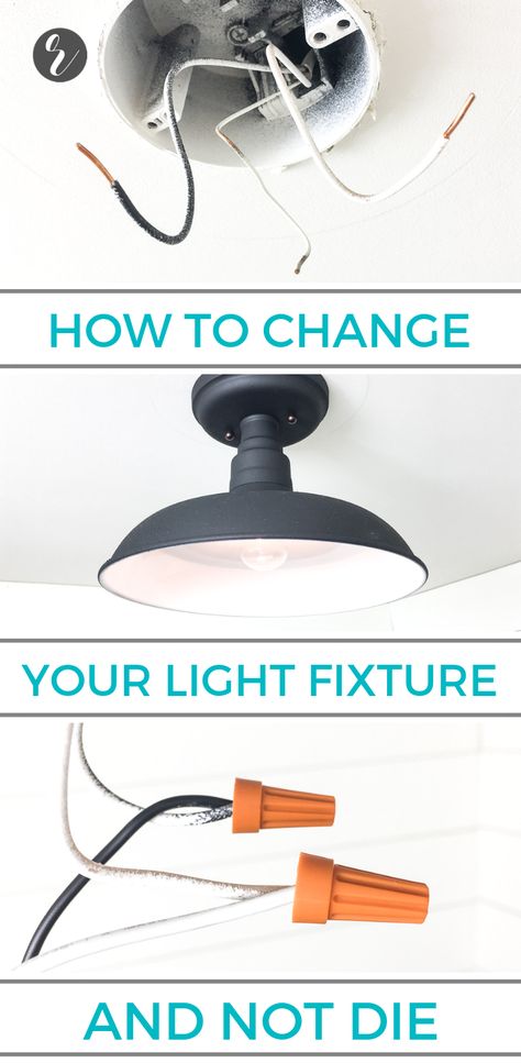 Learn how to change, replace or upgrade a wall or ceiling light fixture without getting shocked / electrocuted. Use your breaker box, wire stripper, voltage detector, screwdriver, wire nuts / wire connectors, ladder, work light & extension cord. Save money on DIY instead of hiring an electrician. Details on color temperature, LED vs. non-LED bulbs, black wires, neutral wires, ground wires and preventing electrical shock. Man Stuff, Change Light Fixture, Replace Light Fixture, Breaker Box, Home Electrical Wiring, Diy Light Fixtures, Diy Lampe, Diy Electrical, Home Fix