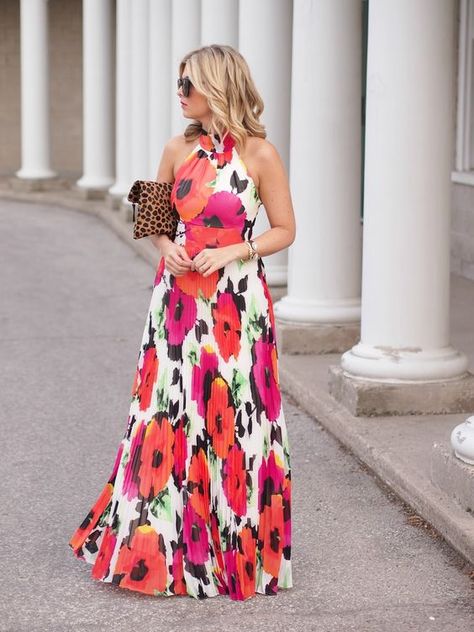 Pretty Maxi Dress via Pretty Maxi Dress, Krystin Lee, Leopard Clutch, Colorful Maxi Dress, Gorgeous Maxi Dresses, Luxurious Lifestyle, Poppy Dress, Poppy Print, Pretty Designs