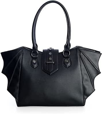 Lost Queen Women's Gothic Annabelle Bat Handbag Winged Crossbody Purse Black Shoulder Bag Goth Purse, Trapeze Bag, Gothic Bag, Attitude Clothing, Adornos Halloween, Faux Leather Handbag, Bat Wing, Ear Wrap, Black Crossbody Purse