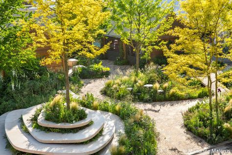 Chelsea Flower Show 2018 - RHS Feel Good Garden - Matt Keightley & Rosebank Natural Park Landscape, Abstract Garden Design, Healing Garden Design, Wellness Garden, Outdoor Sitting Area, Urban Landscape Design, Healing Garden, Landscape Elements, Landscape Architecture Design