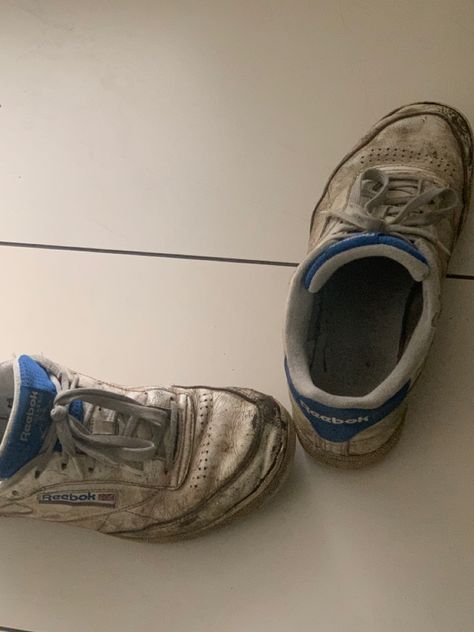 Shoes, dirty, aesthetic, sneaker, clean, vibe, crusty, clean girl, messy, funny, reebok, blue, white, worn Crusty Aesthetic, Aesthetic Sneaker, Dirty Shoes, Shoes Photography, New Looks, Clean Girl, Shoe Brands, New Look, Blue White