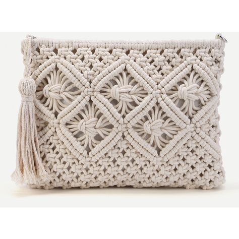 Crotchet Bags, Classy Purses, Crochet Clutch Bags, Bag With Tassel, Makramee Diy, Macrame Purse, Tassel Purse, Bag Pattern Free, Crochet Clutch