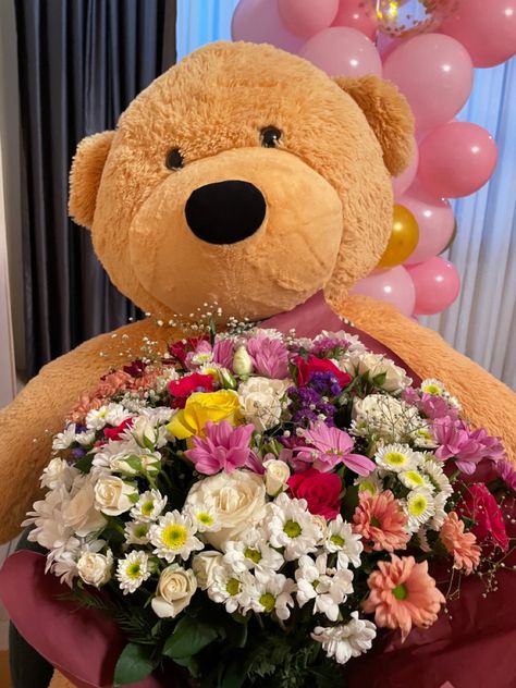 #teddy #bear #flowers #birthday Teddy Bear Roses, Rose Teddy Bear Flower, Teddy Bear With Flowers, Teddy Bear Flowers, Teddy Bear Aesthetic, Bear Roses, Good Night Teddy Bear, Bear Flowers, Rose Teddy Bear