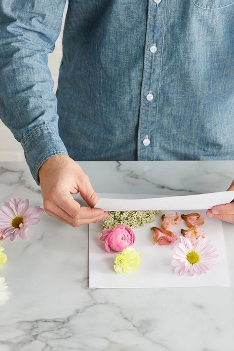 Pressed Flowers On Paper, How To Press Flowers Quickly, Easy Pressed Flowers, Best Way To Dry Flowers, Diy Flower Pressing, Dry Pressed Flowers Diy, How To Dry And Press Flowers, Press Dry Flowers, How To Make Pressed Flowers