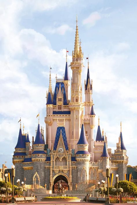 Jam misterus pembuka dua dunia Disney Dining, Blush Pink Paint, Dunia Disney, Disney World Castle, New Cinderella, Foto Disney, Desain Signage, Cinderella Castle, Disney Castle