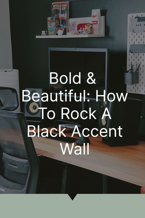 Bold & Beautiful: Master the art of black accent walls in your home! This guide offers creative ideas and tips for adding drama and sophistication to any room. Learn how to choose the right wall, balance with lighting, and harmonize with decor. Whether in a living room or bedroom, a black accent wall can be a stunning focal point, adding depth and modern elegance to your space. 🖤🏠 #BlackAccentWall #InteriorDesign #HomeDecor Black Accent Wall Game Room, Black Wall With Stencil, Accent Wall With Artwork, Black Accent Wall Living Room Decor, Matte Black Accent Wall Living Room, Black Wall Living Room Decorating Ideas, Rooms With Black Walls, Black Accent Wall Living Room, Black Walls Living Room