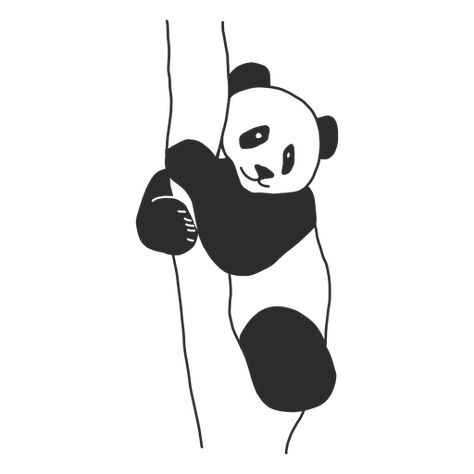 Pandas, Panda Outline Tattoo, Panda Outline Drawing, Panda Outline, Panda Line Art, Tree Vector Png, Hugging Tree, Panda Tree, Panda Bear Tattoos