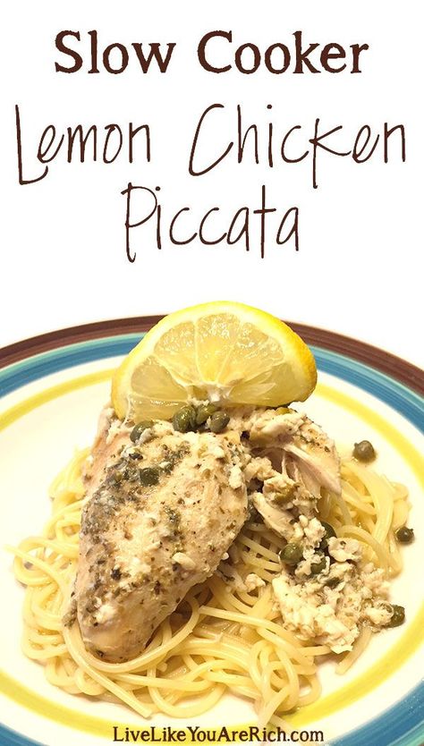 lemonchickenpiccata Slow Cooker Lemon Chicken Piccata Essen, Lemon Chicken Piccata Recipe, Slow Cooker Lemon Chicken, Lemon Chicken Piccata, Piccata Recipe, Chicken Piccata Recipe, Slow Cooked Meals, Chicken Piccata, Crock Pot Slow Cooker