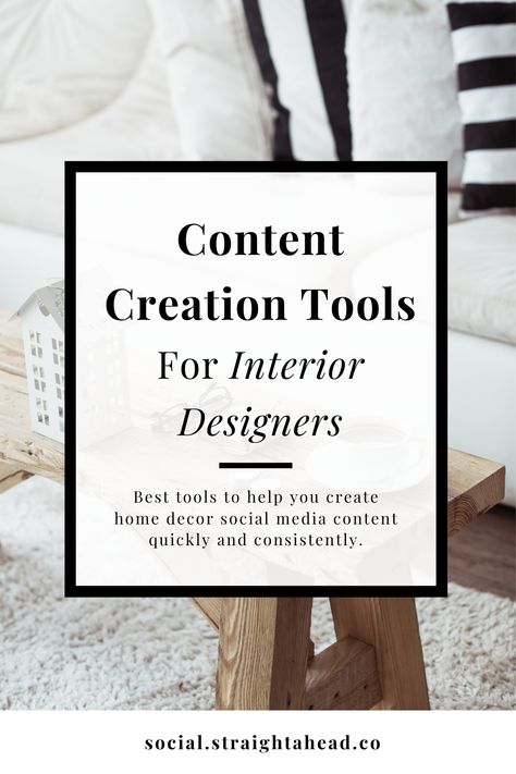 Whether you want to grow your Instagram following or get new interior design clients, creating fresh content regularly is paramount to a successful social media strategy. You might have plenty of interior design content ideas but lack the right tools to create social media content. Here are 7 tools that will help you create home decor content quickly and without a great cost. Interior Designer Social Media Content, Interior Design Content Calendar, Interior Designer Content, Social Media For Interior Designers, Interior Design Social Media Content, Interior Design Planner, Interior Design Story Ideas, Interior Design Post Social Media, Interior Design Blog Post Ideas