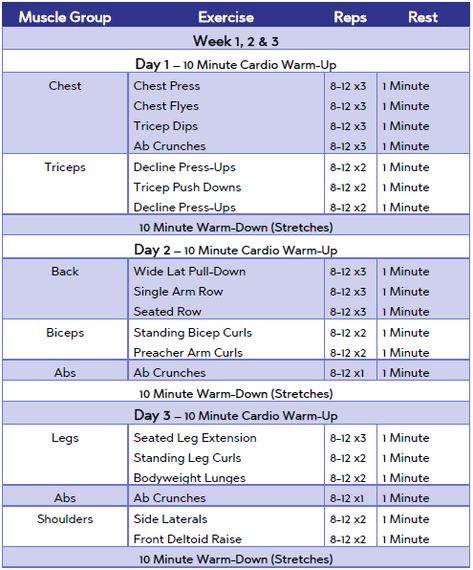 6 Week Beginner's Multi Gym Workout Plan - Exercise.co.uk Best Gym Schedule Workout Plans, Workouts Plan For Beginners, Weekly Gym Workout Routine For Women, 2 Days A Week Gym Plan, Gym Workouts Days Of The Week, 1 Week Gym Workout Plan Women, Week Gym Schedule, Weekly Exercise Routine, 1st Week At The Gym