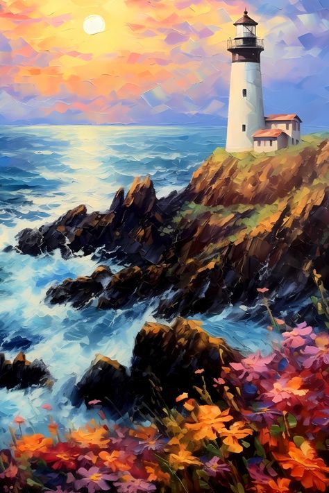 #phonewallpaper #free #abstractart #aidigitalart #digitalprint #aiart #aigeneratedart #midjourney #walldecor #dorm #homedecor #abstract #wallart #seasidelandscape #impasto #lighthouse #seawavescrashing Lighthouse Abstract Painting, Light House Painting Acrylic, Lighthouse Painting Acrylic, Light House Painting, Lighthouse Paintings, Molduras Vintage, Lighthouses Photography, Silhouette Pictures, Acrilic Paintings